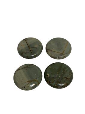 Lot Of 4 Round Gray And Green Picasso Jasper Beads For Jewelry Making (2032)